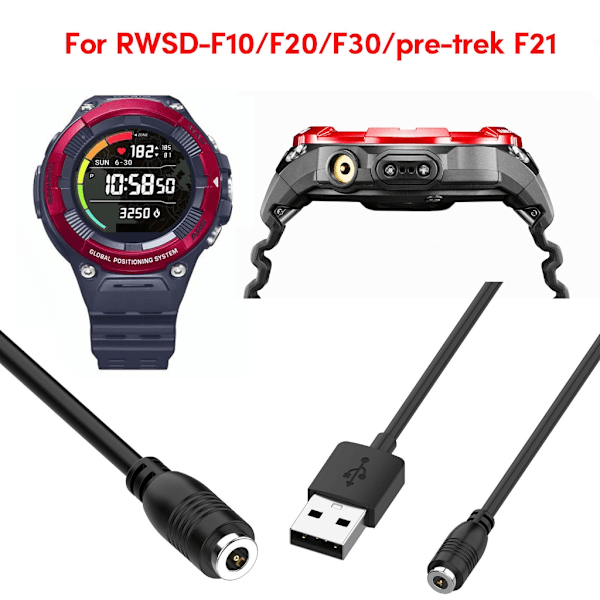 Magnetisk USB-laddningskabel för WSD F10/F20/F30 Pro-TrekF21 Klockor