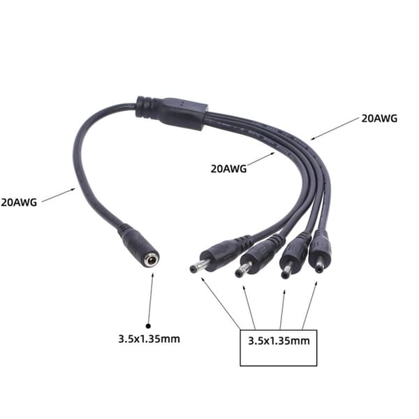 3,5 mm x 1,35 mm DC-fatplugg-splitteradapterkabel for ansiktsrensere LED null - One point two