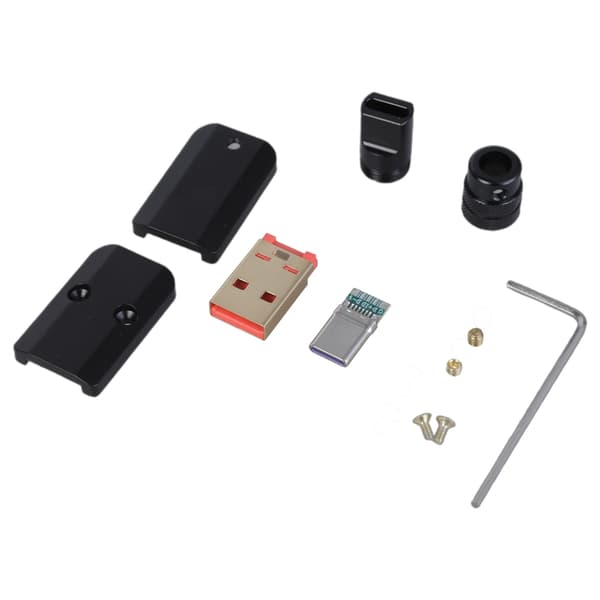 Skruvmontering USB 2.0 Typ C Hane Kontakt DIY Stöd 65W Laddning Black