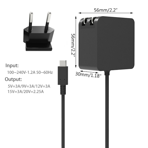 EU-kontakt Snabbladdare för Steamdeck USB-C Typ-C Strömadapter Konsolladdare