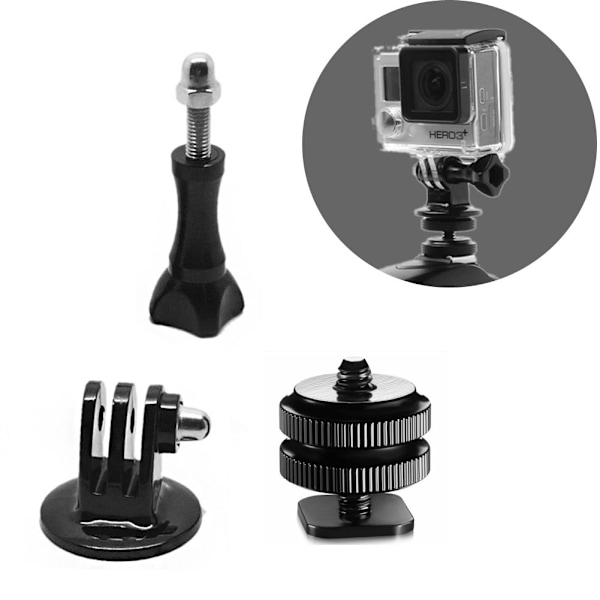 1/4'' Hotskoadaptrar + Stativfäste + Skruv för Hero 2 3 3+ DSLR-kameror