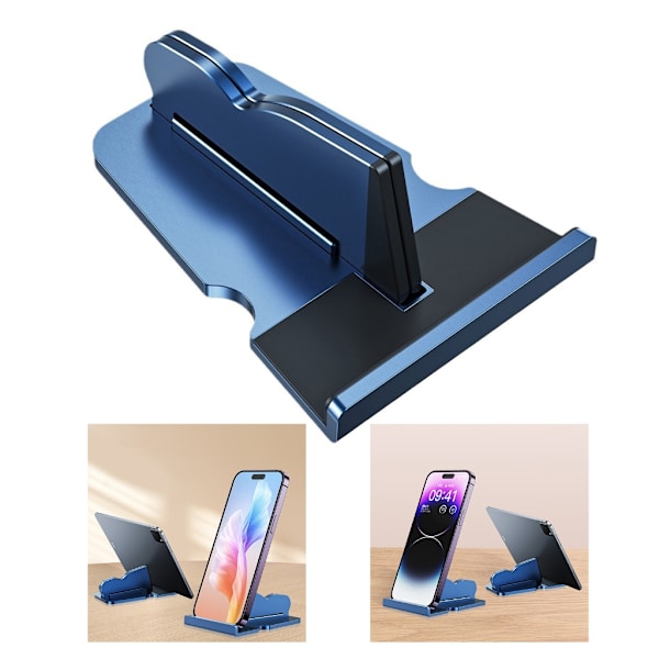 Telefonhållare för skrivbord, mobiltelefonställ skrivbord universell mobiltelefonställ hopfällbar för enhet under 12,9'' Blue