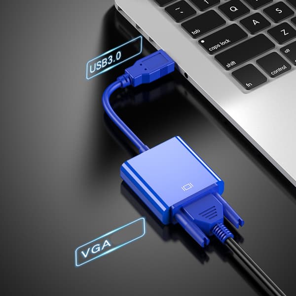 USB 3.0 - VGA-sovitinkaapeli korkean resoluution videolähtöön White