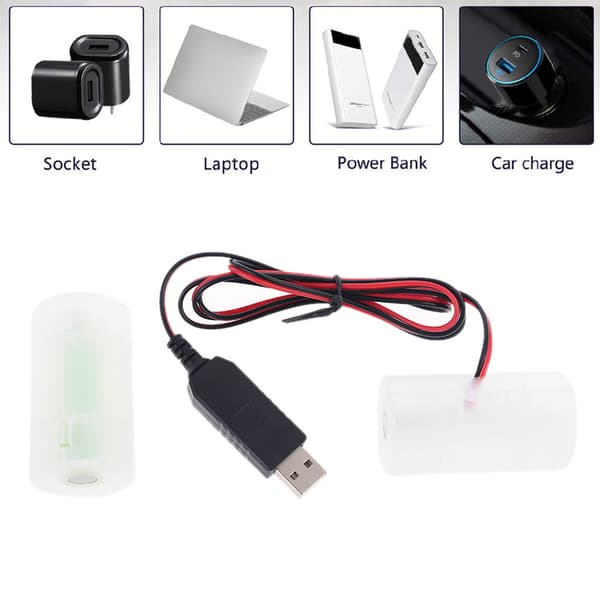 LR20 D Batteri Eliminator USB Strømforsyning Erstat 1 til 4 stk D Celle Batteri D