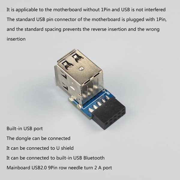 Hovedkort USB-kontakt 9-pinners til dobbel USB2.0-port frontpaneladapter