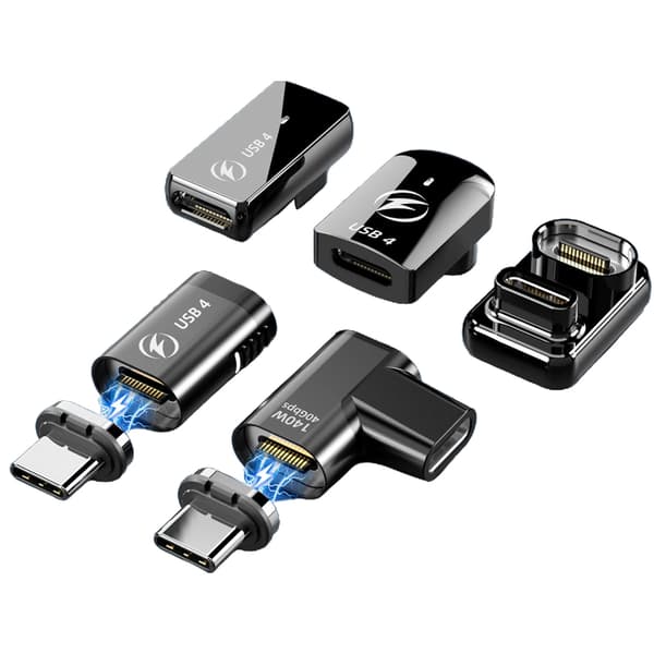 Kraftfuldt USB C-stik med 140W strømforsyning, 8K video support og magnetisk forbindelse Vertical flat