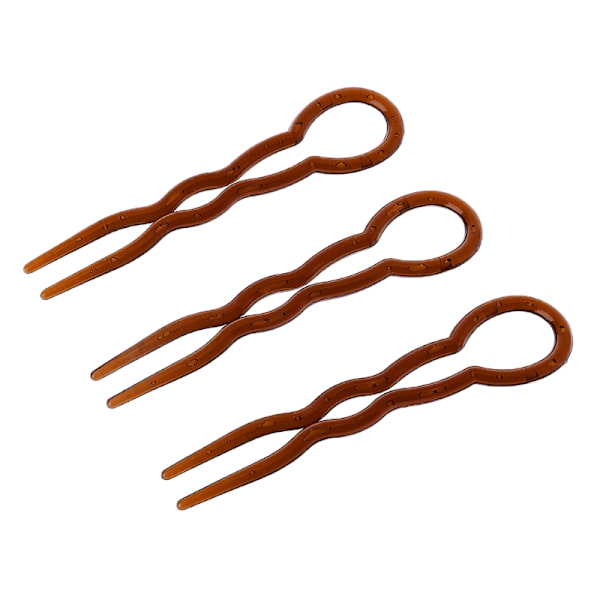 3st Gaffelverktyg Fläta Frisyr Hårgaffel U-form Gaffelklämmor Nåltillbehör coffee color