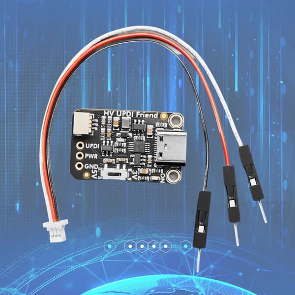 Liten UPDI USB-programmeringsverktøy inkluderer kort ledning for kretsutvikling
