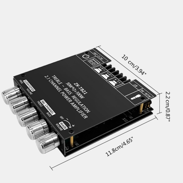 ZK TB21 TPA3116D2 BT5.0 Subwoofer Amplifier Board 50WX2+100W 2.1 Channel Power Audio Stereo BassAmp TPA3116D2 Chip
