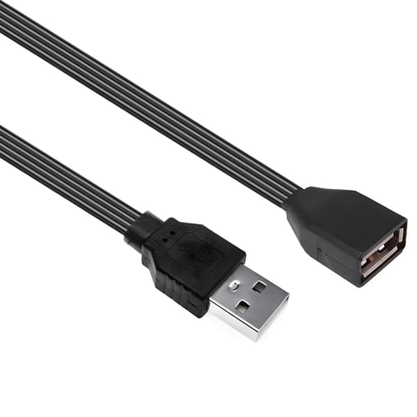 Fladt datakabel USB 2.0 forlængerkabel 90 graders/lige hoved han til hun 1m Bend right