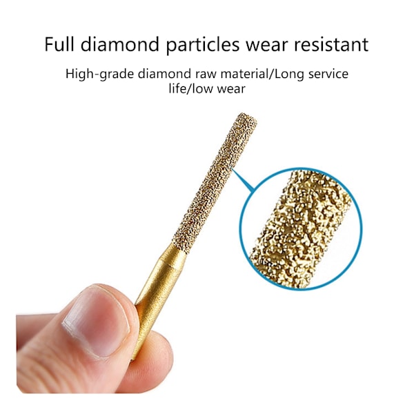 Lödd Diamantfräs Golden Rak Skaft Marmor Sten Granit Gravyr Maskin Kanter Slip Maskin Carving
