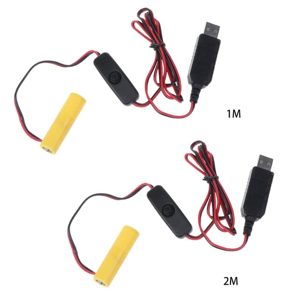 AA Batteri USB Strømforsyningsadapterkabel med bryter Erstatt 1 AA-batteri 2m