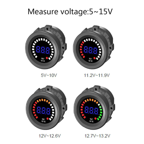 Digital Voltmeter Universal Spänningspanelmätare för Bil Motorcykel Enkel Montering