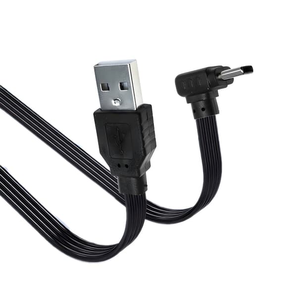 Fladt slankt USB til Type C opladningskabel strømledning til bærbare computere og telefoner 1m Bend left