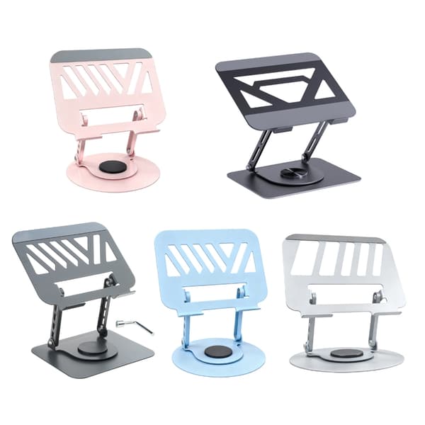 Justerbar bærbar computerstander med 360 graders drejelig base, foldbar bærbar computerholder til skrivebord, ergonomisk computer-notebook Gunmetal