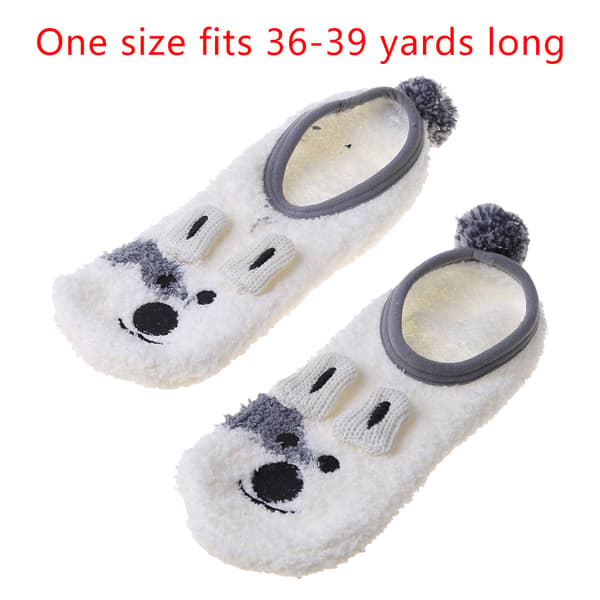 Dame Fuzzy Sokker Vinter Varme Fluffy Bløde Hjemmesko Hjem Sove Søde Dyresokker Black