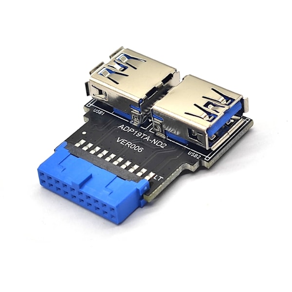 USB Adapter HUB Header 19Pin til USB Connector 2 Port USB3.0 Konverter Board PC null - B