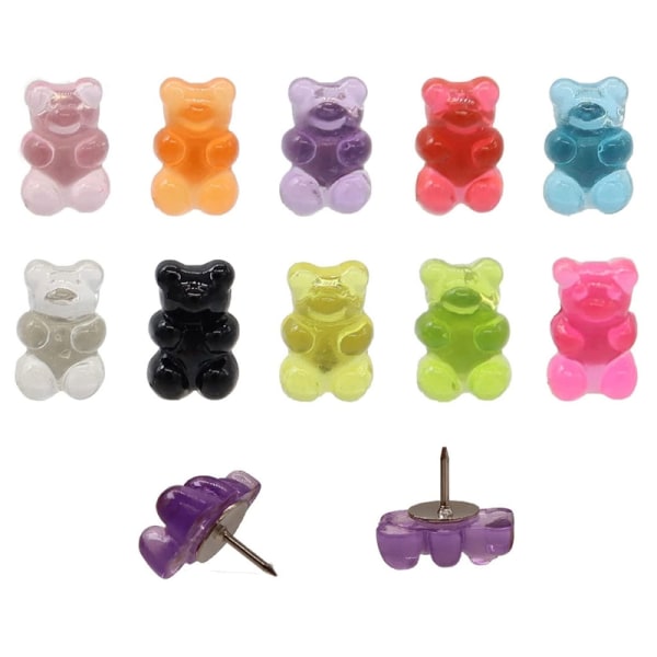 20 stycken Bear Push Pins Dekorativ Pushpin för Creative Index häftstift för Anslagstavla Markers Kontor Skolmaterial