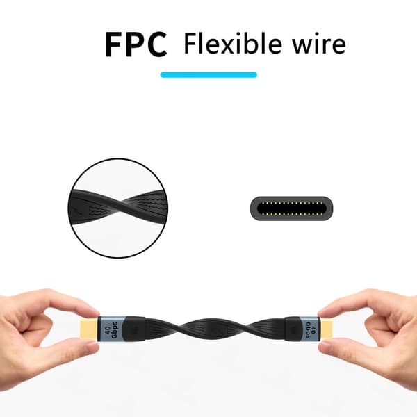 USB C til C-kabel, 100W hurtiglading 40Gbps datasynkronisering 8K video kort lengde 14cm