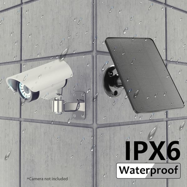 10W Solcellepanel Strømforsyning Trådløst Utendørs Sikkerhetskamera Vanntett 5V MicroUSB-lading Monokrystallinsk Solcellepanel Black