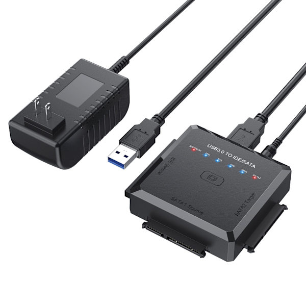 SATA IDE til USB 3.0-adapter, harddiskstik til 2,5\" 3,5\" SATA & IDE SSD HDD harddisk, One-Touch Backup UK