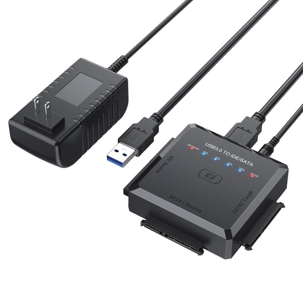 SATA IDE till USB 3.0-adapter, hårddiskanslutning för 2,5\" 3,5\" SATA & IDE SSD HDD hårddisk, One-Touch Backup UK
