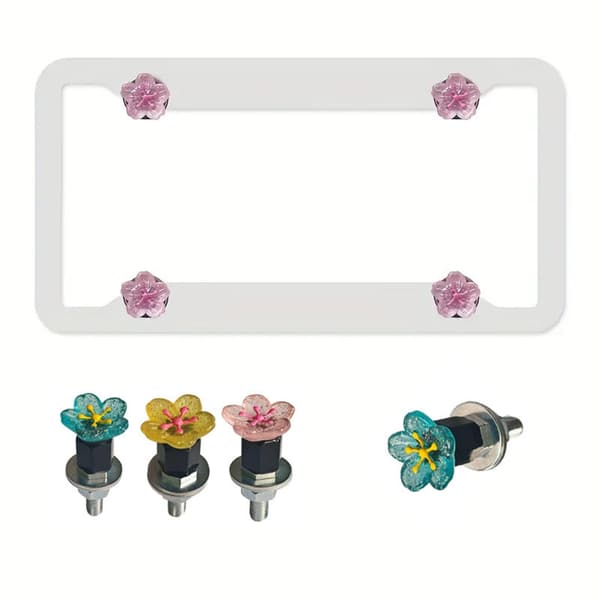 Blomster nummerpladebolte til bilmotorcykel plastkarosseri og rustfri stålskrue 1/4'' fastgørelseshættebolt Red - 2