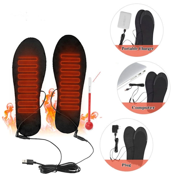 Elektriska Värmesulor 35-46 Laddningsbara Värmande Stövelsulor Fotvärmare för Vinter Skidåkning Promenader Utomhus null - 35 to 40 yards Adapter plus power b