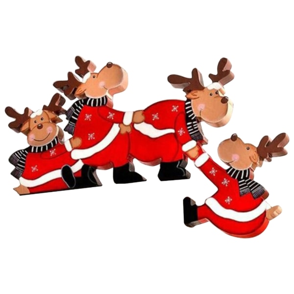 Christmas Dörrdekoration Rolig Wood Santa Renar för dörrkarmar Xmas Gift Elk