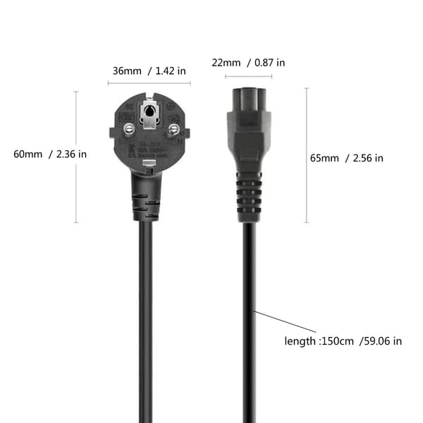 Strømkabel med 3-benet Kløverblad-stik til Bærbar Computer null - US regulations