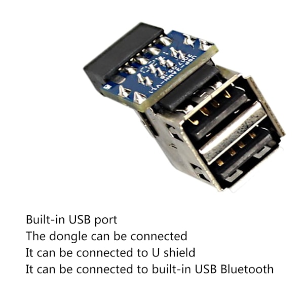 Datorhuvudkorts USB-kontakt 9-stifts till dubbla USB2.0-portar Frontpaneladapter