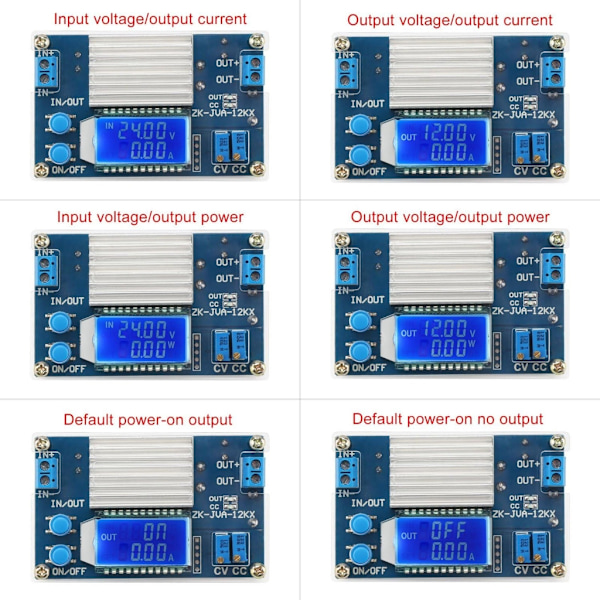 DC5.3V til 32V 12A Step Down Spændingsregulator med Præcis LCD-skærm til Laboratorium