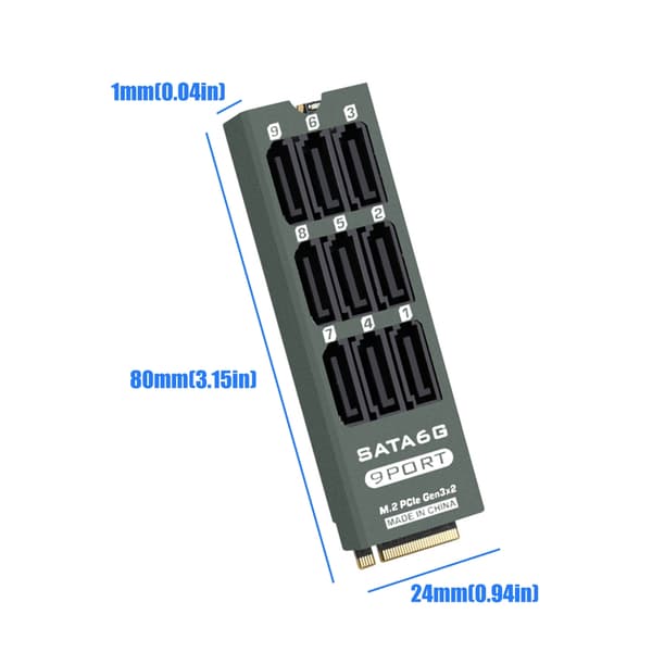 9-ports SATA3.0 6Gbps udvidelseskort til M.2 PCIe-forbindelse til datacentre