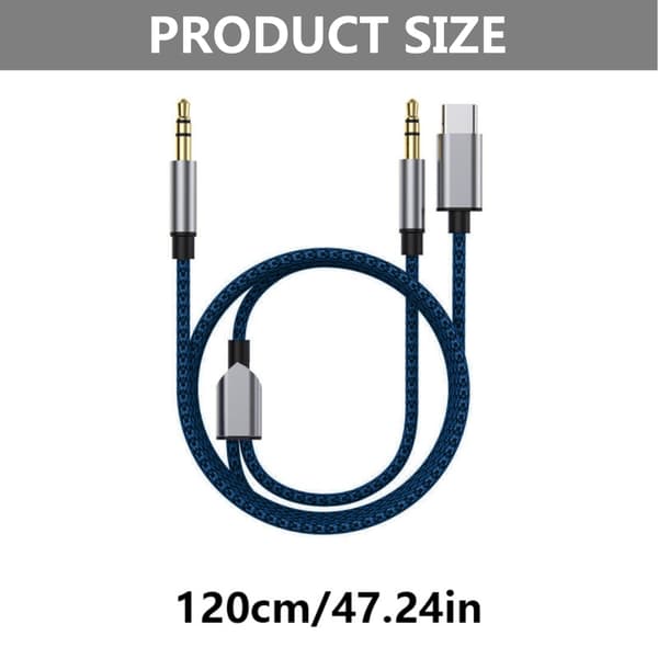 Type C til Dobbelt 3.5mm Lydadapter Kabel Stereo Splitter Til Bil Hjemmebrug