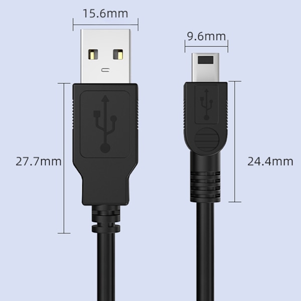 Bærbart USB til Mini USB strømkabel til digitale kameraer og gamle telefoner