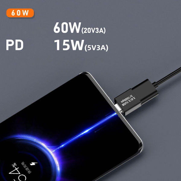 USB C til USB3.1 Adapter Konverter Dataoverførsel 60WQC Opladningsstik null - U shaped reverse vin