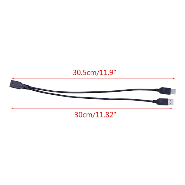 USB 2 Port Splitter Kabel, USB Typ A Splitter 1 Hona till 2 Hane USB 2.0 Y Adapter Strömkabel Förlängningshubb 37cm