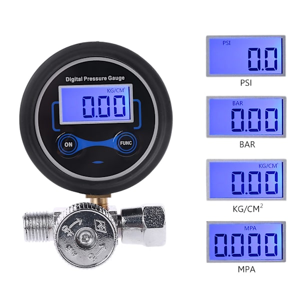 Digital Lufttrycksregulator med Mätare Kontrollventil för Sprutpistol 1/4\" 200PSI