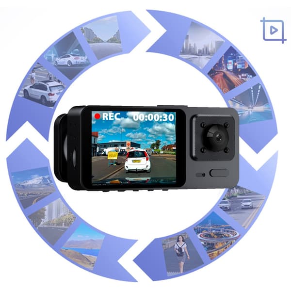 Dashcam Videoopptaker Parkeringsovervåking Dashcam foran og bak null - Three records