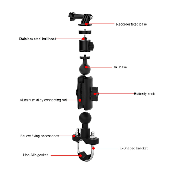 360 roterande cykelmotorcykelstyre montering stativ för Hero 9 8 7 Action Camera