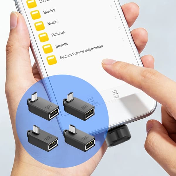 5-bens USB til USB hun OTG-adapter til smartphones, tablets og andre enheder null - AMC03 right bend