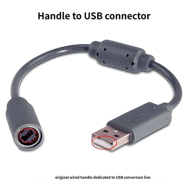 USB-konverteringskabel til kablet controller PC-gamingtilbehør Black