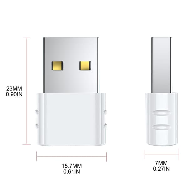 USB 2.0 Hane till Typ C Hona Kontakt Adapter Typ C Laddning Dataöverföring White