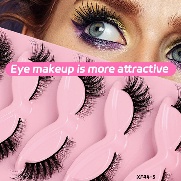 5 par Cat Eye Lashes Wispy Faux Mink Lashes Cat Eye Ögonfransar för kvinnor XF39-5