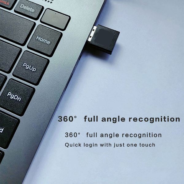 Mini USB-fingeravtrycksläsare Win10 Dongle Filkryptering 360° för Touch-säkerhet