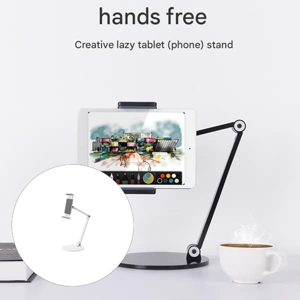 Justerbar tablet-holder med flere vinkler til smartphone, e-bogslæser og gaming White