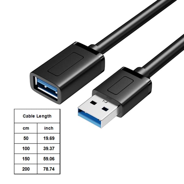USB3.0 forlængerkabel han til hun dataoverførsel til mus, tilbehør til bærbar computer 50cm - 127