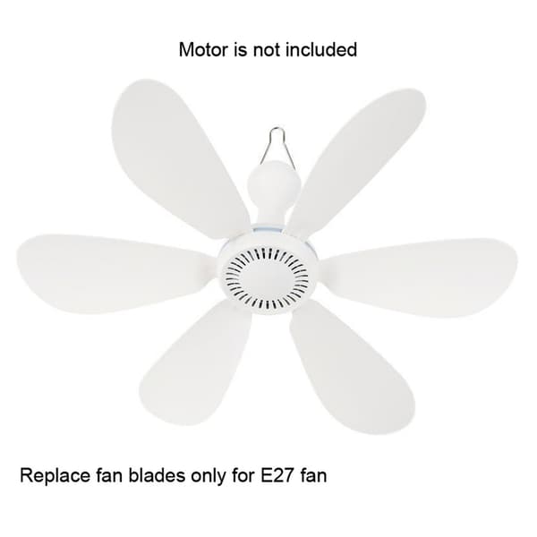 6 stk. ventilatorvinger til udskiftning til E27 loftventilator, bordventilator, elektrisk ventilator, LED-lys White