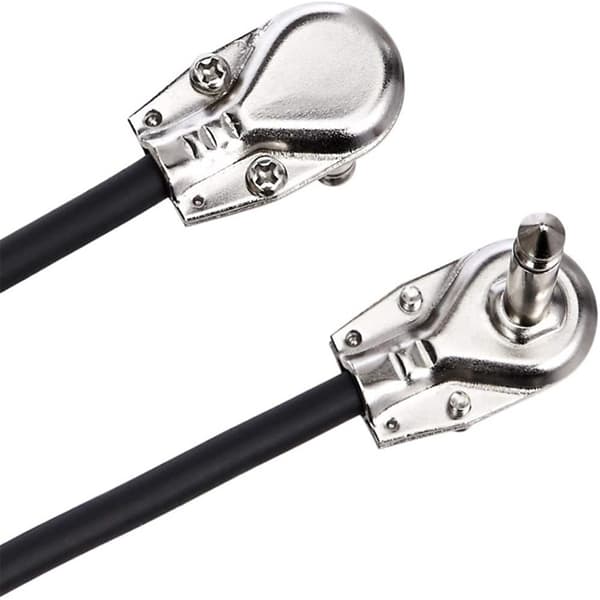 2 st/förpackning Gitarr Patchkabel 6,35 mm 1/4 tums Plugg Rätvinklig Anslutningskabel Silver