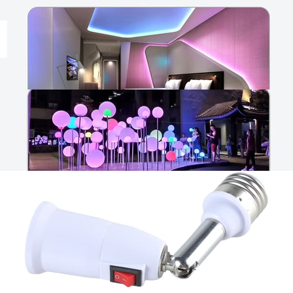 E27 Medium Base Socket-konvertere Forlengelse 180 graders roterbar lyspæreadapter for E27 LED, glødelampe, vifte